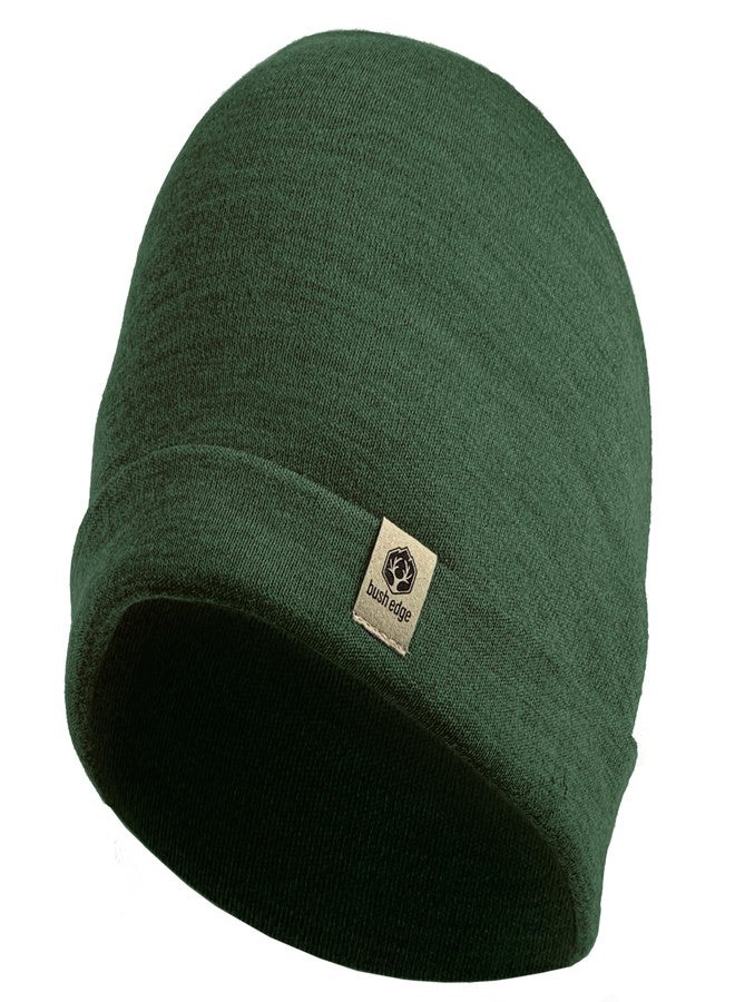 Bush Edge 100% Merino Wool Cuff Beanie Hat (Forest Green) - Image 1